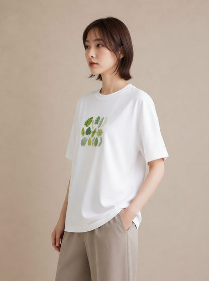 Tシャツ レディース モンステラ 植物 ボタニカル イラスト シンプル クリスマス 旅行 白T YMAZO