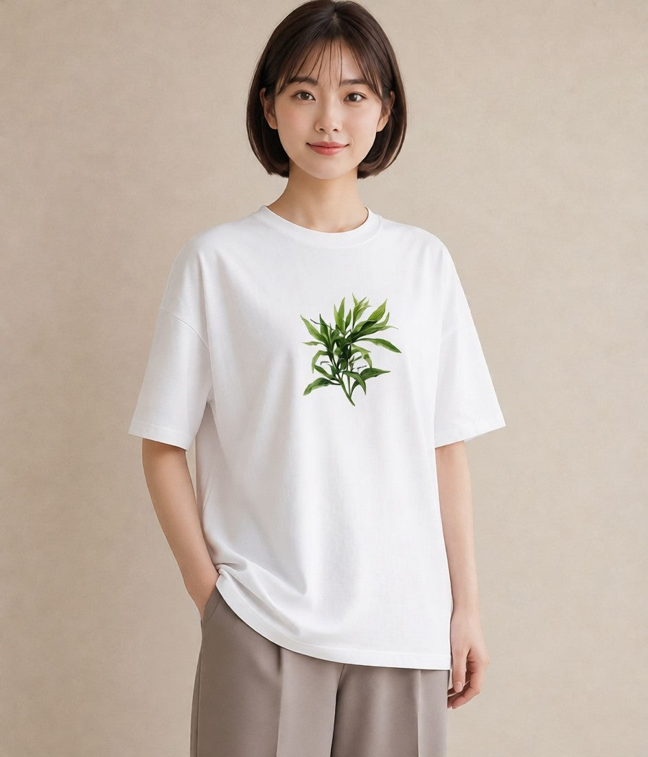 プリントTシャツ レディース ハーブティー 食べ物 フード イラスト ユニーク ママ カフェ服 白T YMAZO