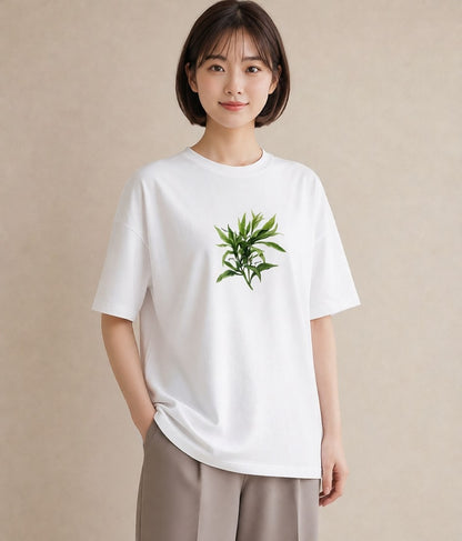 プリントTシャツ レディース ハーブティー 食べ物 フード イラスト ユニーク ママ カフェ服 白T YMAZO