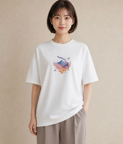 グラフィックTシャツ レディース 魚座 星空 宇宙 イラスト ボタニカル カフェ服 クリスマス 白T YMAZO