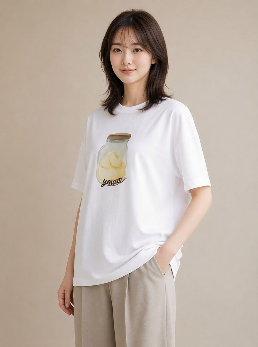グラフィックTシャツ レディース 食パン 食べ物 フード イラスト こなれ感 夏コーデ 通学 白T YMAZO