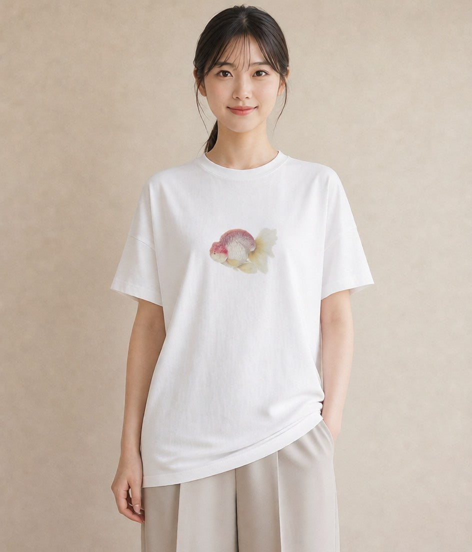 Tシャツ レディース ベタ ペット 動物 イラスト 水彩風 ビーチ デイリーウェア 白T YMAZO