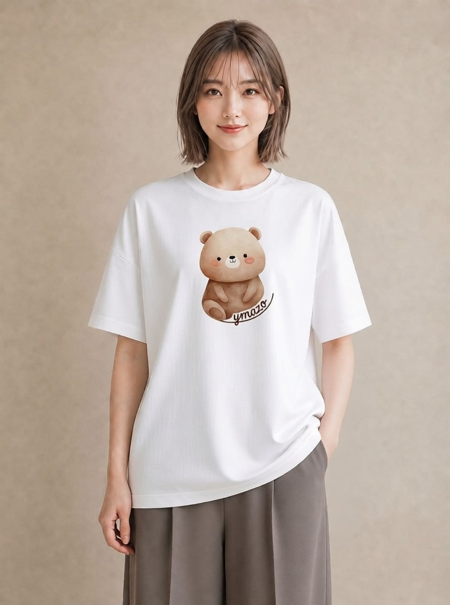 プリントTシャツ レディース しろくま 白くま 動物 アニマル イラスト カフェコーデ お揃い 親子 白T YMAZO