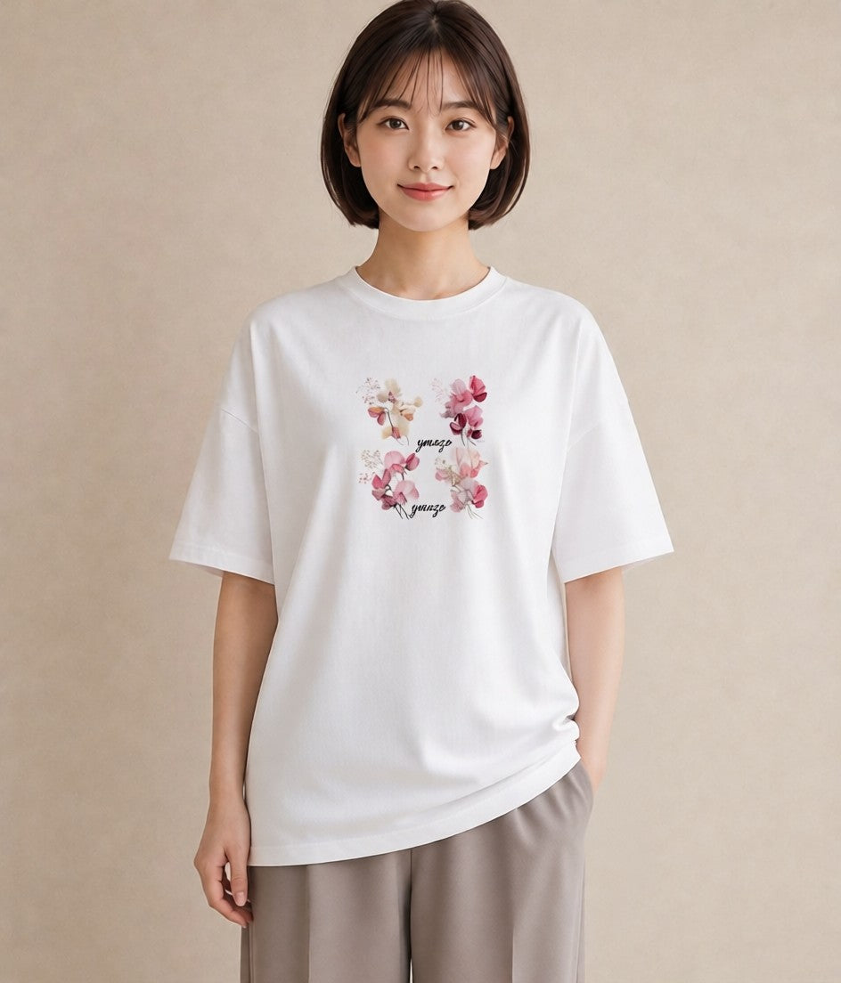 Tシャツ レディース すずらん 花 花柄 イラスト 韓国風 クリスマス 旅行 白T YMAZO