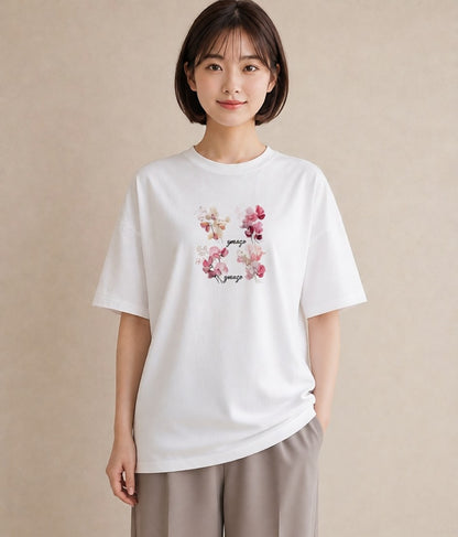 Tシャツ レディース すずらん 花 花柄 イラスト 韓国風 クリスマス 旅行 白T YMAZO