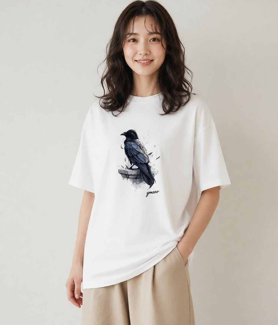 Tシャツ レディース 九官鳥 ペット 動物 イラスト シンプル 旅行 母娘コーデ 白T YMAZO