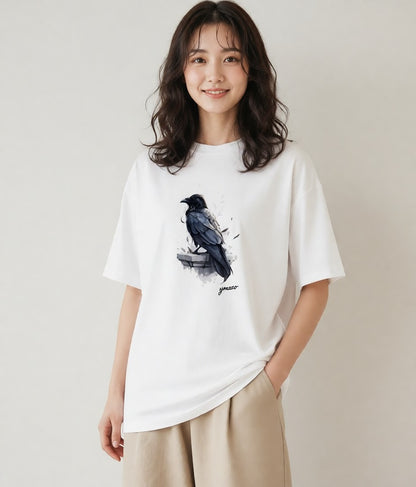 Tシャツ レディース 九官鳥 ペット 動物 イラスト シンプル 旅行 母娘コーデ 白T YMAZO