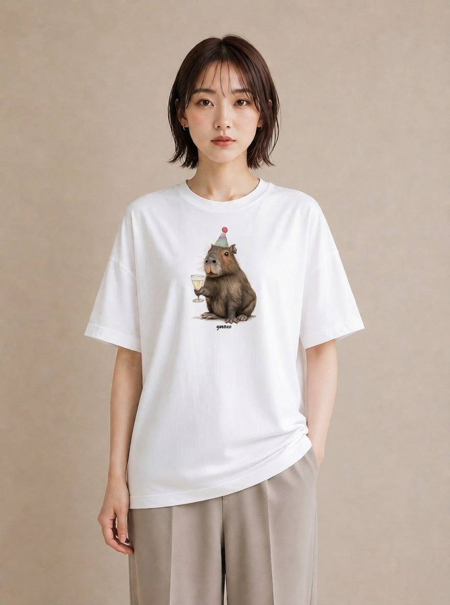 デザインTシャツ レディース デグー ペット 動物 イラスト ミニマル ペアコーデ 秋コーデ 白T YMAZO