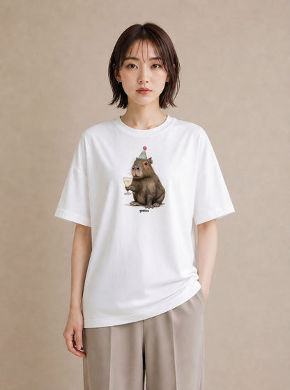 デザインTシャツ レディース デグー ペット 動物 イラスト ミニマル ペアコーデ 秋コーデ 白T YMAZO