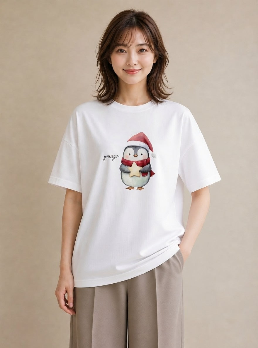 グラフィックTシャツ レディース コウテイペンギン 動物 アニマル イラスト ボタニカル デート 帰省 白T YMAZO