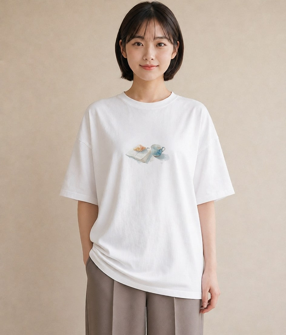 グラフィックTシャツ レディース クロワッサン 食べ物 フード イラスト 可愛い ギフト 母の日 白T YMAZO