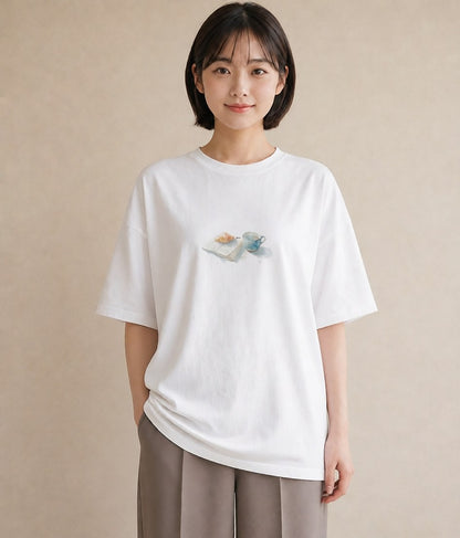 グラフィックTシャツ レディース クロワッサン 食べ物 フード イラスト 可愛い ギフト 母の日 白T YMAZO