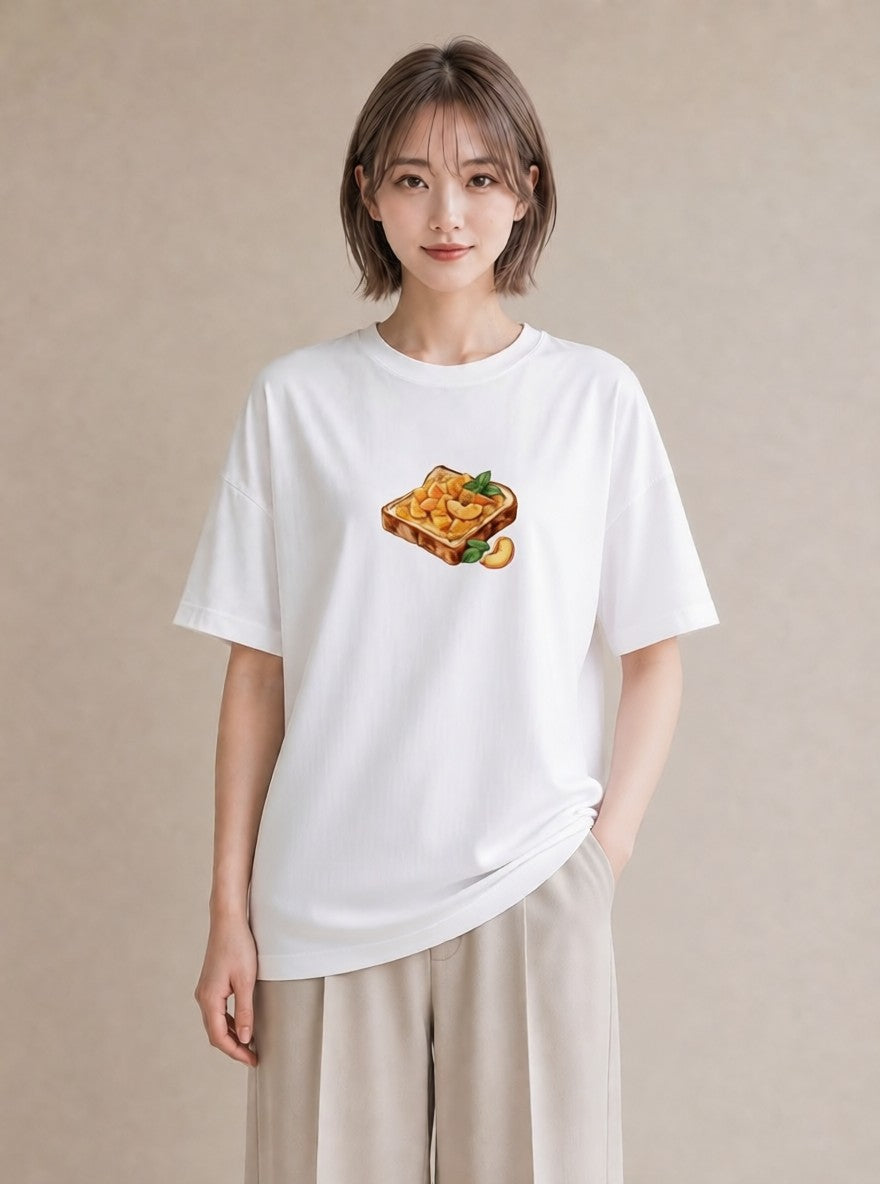 グラフィックTシャツ レディース パン 食べ物 フード イラスト シック 部屋着 女性向けギフト 白T YMAZO