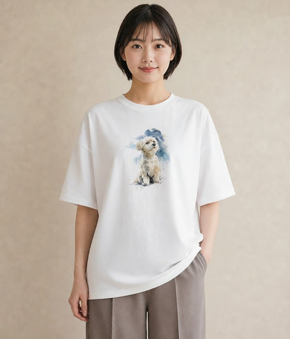 デザインTシャツ レディース ミックス犬 犬 いぬ イラスト 休日コーデ 買い物 夏コーデ 白T YMAZO