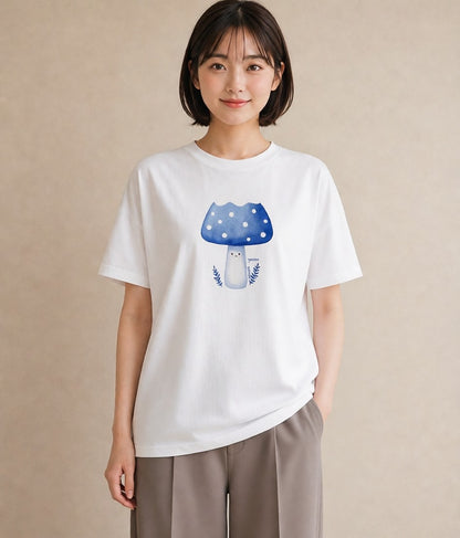 デザインTシャツ レディース きのこ 植物 ボタニカル イラスト シック 姉妹 送別ギフト 白T YMAZO