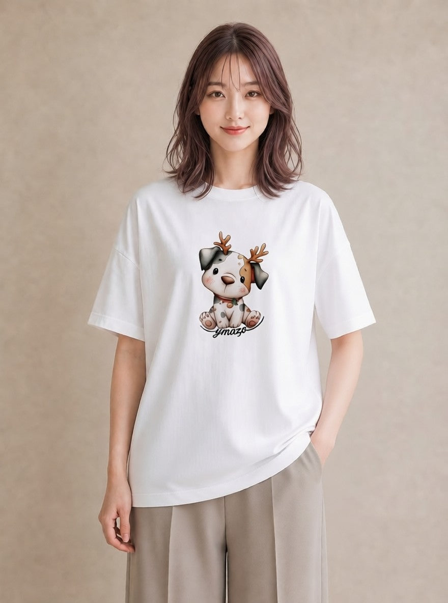 Tシャツ レディース わんちゃん 犬 いぬ イラスト ユニーク 姉妹 送別ギフト 白T YMAZO