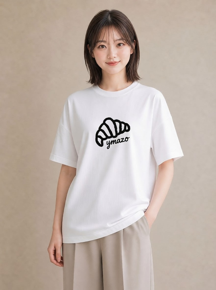 デザインTシャツ レディース パン ベーカリー イラスト 抜け感 レイヤード 友達ギフト 白T YMAZO