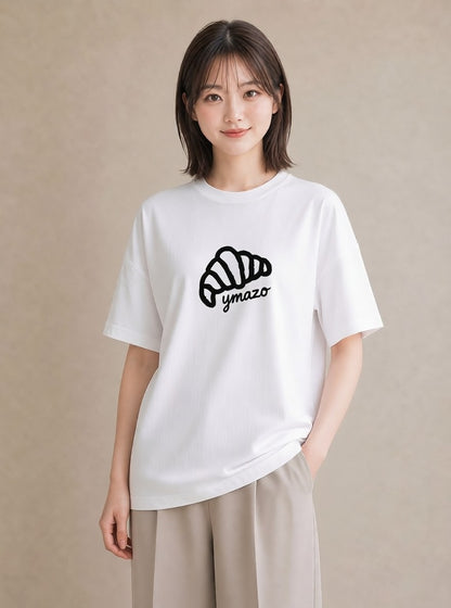 デザインTシャツ レディース パン ベーカリー イラスト 抜け感 レイヤード 友達ギフト 白T YMAZO