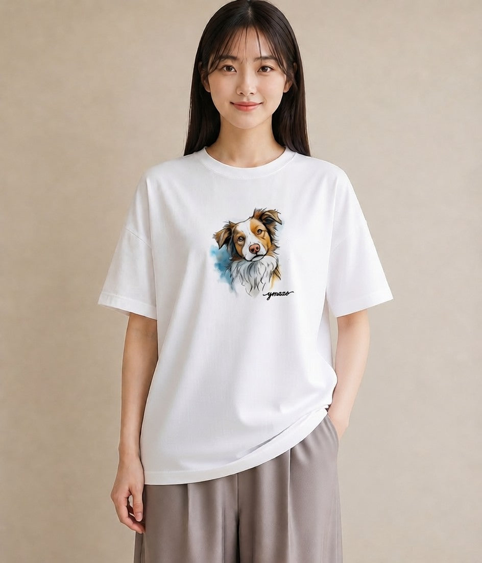 グラフィックTシャツ レディース 保護犬 犬 いぬ イラスト シンプル 通勤 在宅 白T YMAZO