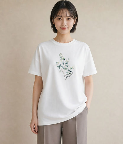 グラフィックTシャツ レディース ガラス瓶 小枝 ボタニカル ナチュラル アンティーク イラスト こなれ感 母娘コーデ 自分用 白T YMAZO