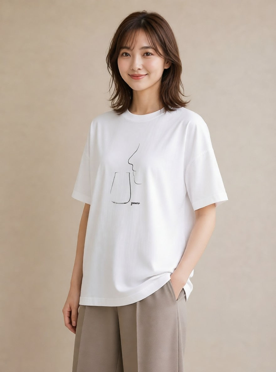 半袖Tシャツ レディース 香水 香水瓶 パフューム イラスト 抜け感 20代 カジュアルコーデ 白T YMAZO