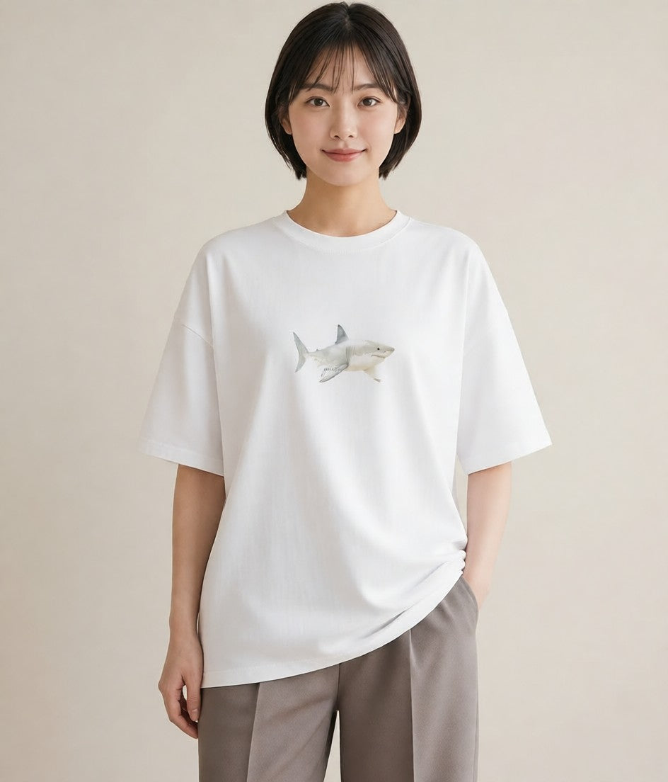 プリントTシャツ レディース マンボウ 海の生き物 海 イラスト ラフカジュアル カフェ巡り 女子会 白T YMAZO
