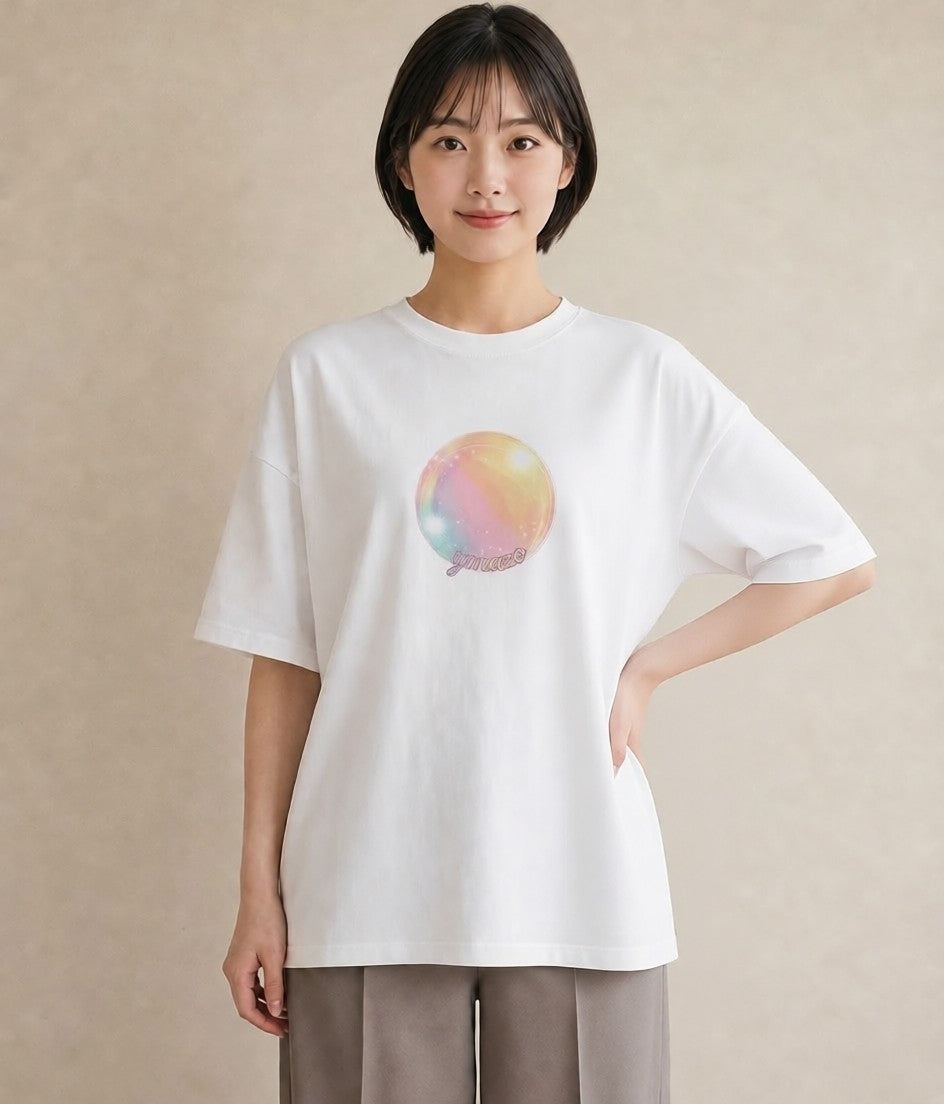 半袖Tシャツ レディース わたあめ 食べ物 フード イラスト 個性的 クリスマス 旅行 白T YMAZO