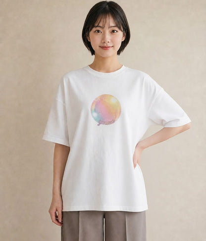 半袖Tシャツ レディース わたあめ 食べ物 フード イラスト 個性的 クリスマス 旅行 白T YMAZO