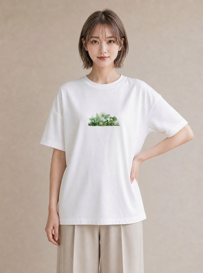Tシャツ レディース 芝生 植物 ボタニカル イラスト 旅行コーデ クリスマス 旅行 白T YMAZO