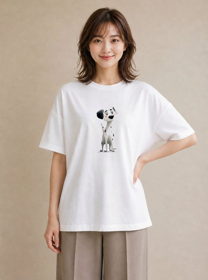 グラフィックTシャツ レディース わんこ 犬 いぬ イラスト フェミニン 秋コーデ おしゃれギフト 白T YMAZO