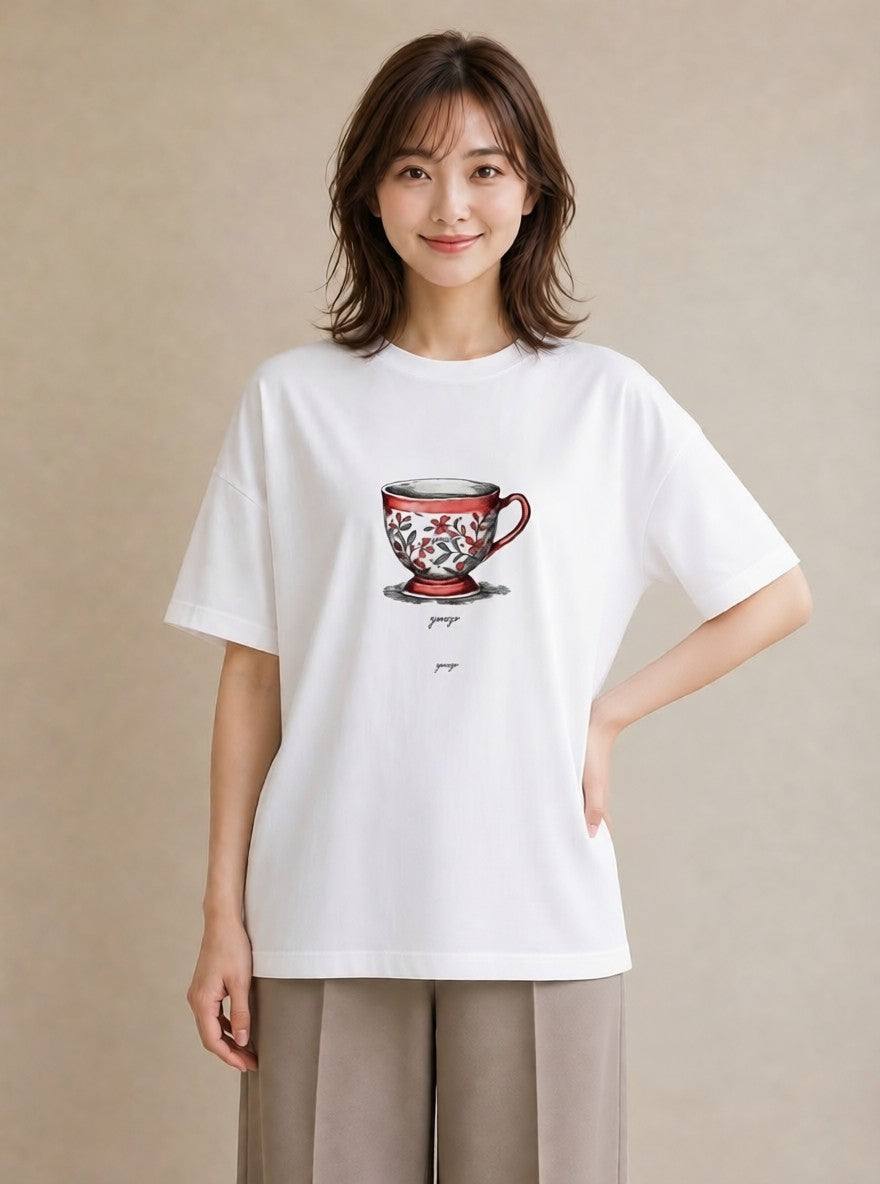 グラフィックTシャツ レディース ハーブティー 食べ物 フード イラスト シック 友達ギフト 部屋着 白T YMAZO