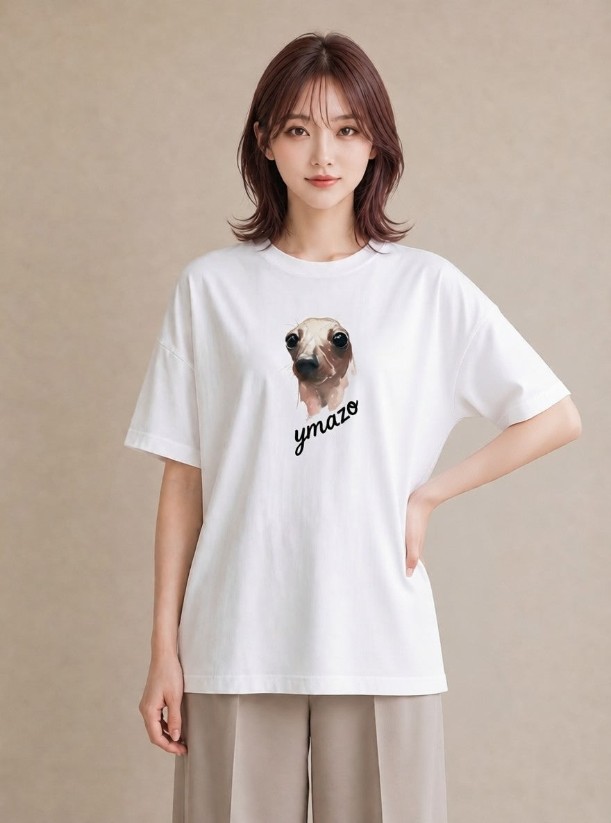 半袖Tシャツ レディース コツメカワウソ 動物 アニマル イラスト 淡色 誕生日プレゼント 綿100 白T YMAZO
