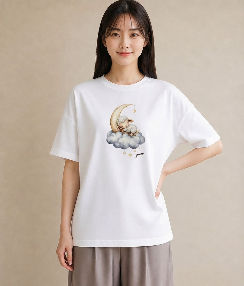 プリントTシャツ レディース ひつじ 動物 アニマル イラスト こなれ感 レイヤード 友達ギフト 白T YMAZO
