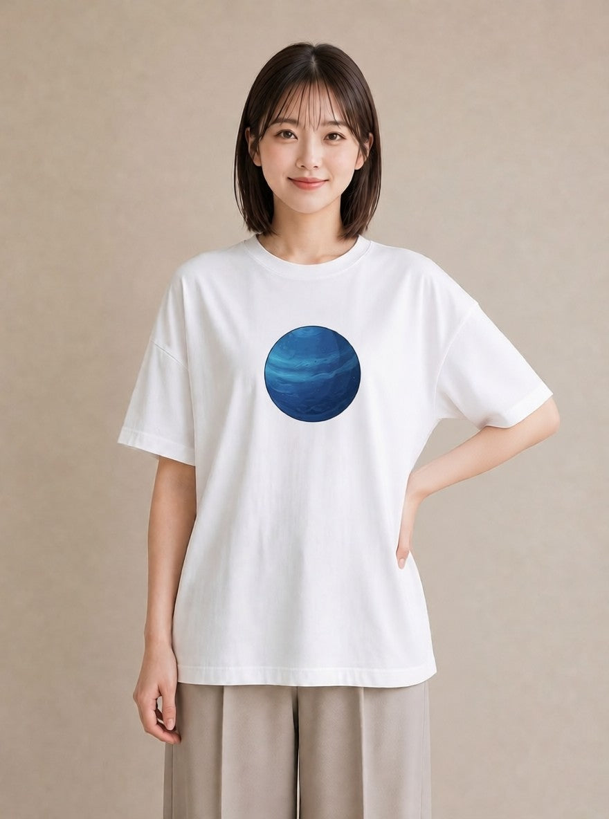 プリントTシャツ レディース 宇宙 星空 イラスト 旅行コーデ 在宅 公園 白T YMAZO