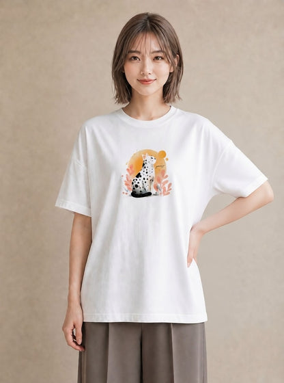 デザインTシャツ レディース しっぽ 猫 ねこ イラスト レトロ 旅行 母娘コーデ 白T YMAZO
