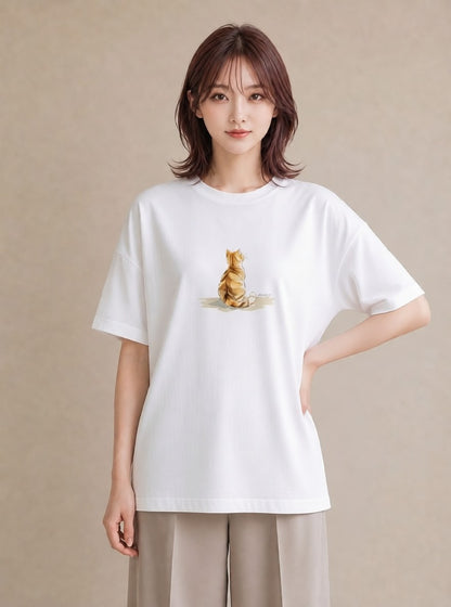 プリントTシャツ レディース 子猫 猫 ねこ イラスト カフェコーデ 友達ギフト 部屋着 白T YMAZO