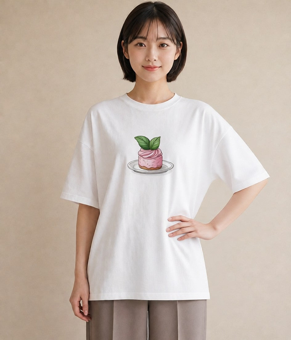 プリントTシャツ レディース マフィン 食べ物 フード イラスト ユニーク 自分用 ルームウェア 白T YMAZO