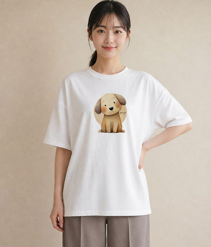 グラフィックTシャツ レディース 犬 いぬ イラスト ナチュラル 20代 カジュアルコーデ 白T YMAZO