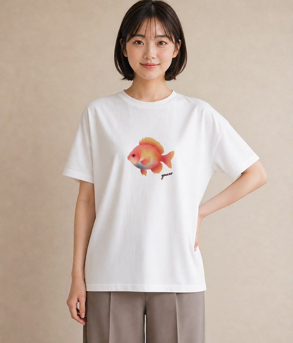 グラフィックTシャツ レディース カクレクマノミ 海の生き物 海 イラスト きれいめ デート 帰省 白T YMAZO