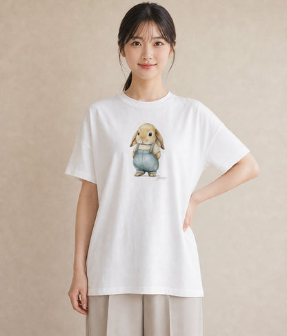 デザインTシャツ レディース ホーランドロップ ペット 動物 イラスト 水彩風 お出かけ 普段着 白T YMAZO