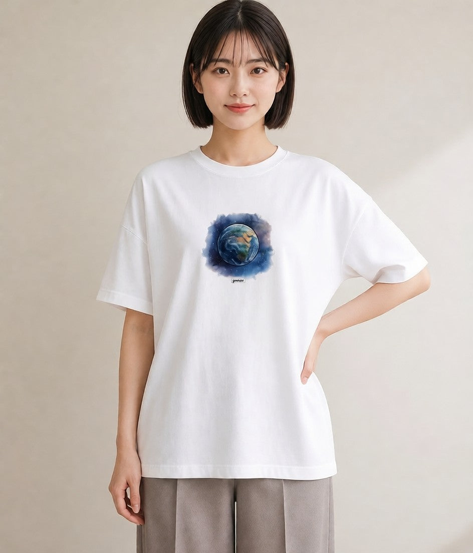Tシャツ レディース 宇宙 星空 イラスト ユニーク レイヤード 友達ギフト 白T YMAZO
