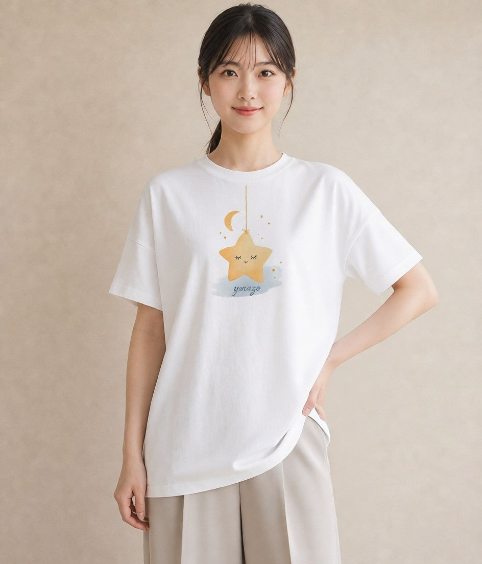 グラフィックTシャツ レディース 星 星空 宇宙 イラスト ナチュラル デート 帰省 白T YMAZO