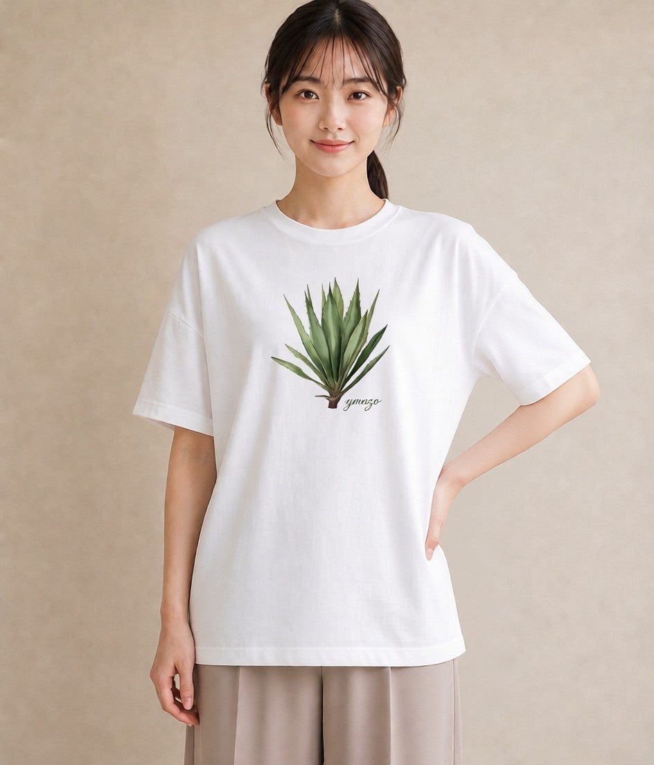 グラフィックTシャツ レディース 観葉植物 植物 ボタニカル イラスト 手描き風 誕生日プレゼント 綿100 白T YMAZO