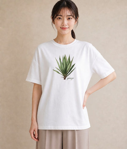 グラフィックTシャツ レディース 観葉植物 植物 ボタニカル イラスト 手描き風 誕生日プレゼント 綿100 白T YMAZO