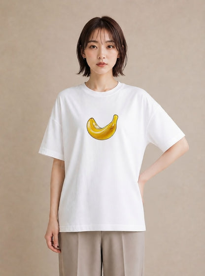 グラフィックTシャツ レディース バナナ 食べ物 フード イラスト シック 女性 旅行用 白T YMAZO