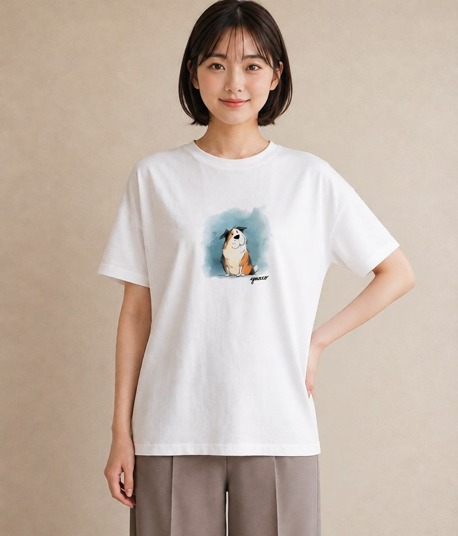 Tシャツ レディース わんこ 犬 いぬ イラスト 旅行コーデ 部屋着 女性向けギフト 白T YMAZO