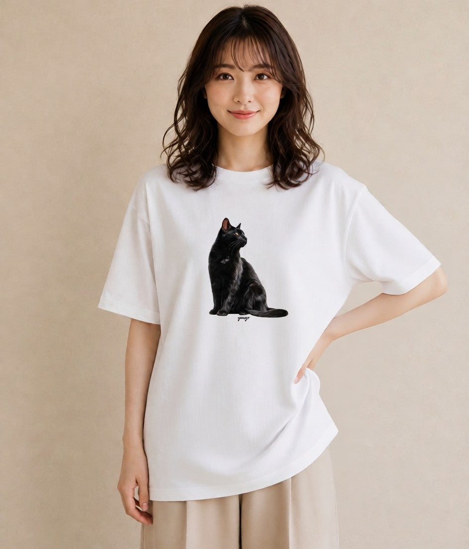 半袖Tシャツ レディース 靴下猫 猫 ねこ イラスト カフェコーデ クリスマス 旅行 白T YMAZO
