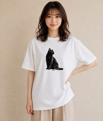 半袖Tシャツ レディース 靴下猫 猫 ねこ イラスト カフェコーデ クリスマス 旅行 白T YMAZO