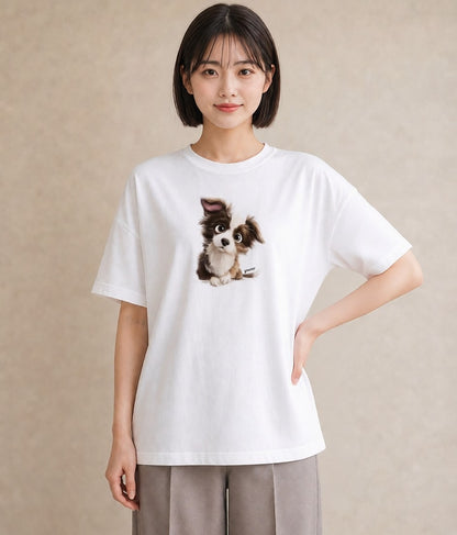 Tシャツ レディース わんちゃん 犬 いぬ イラスト シンプル 女性 旅行用 白T YMAZO