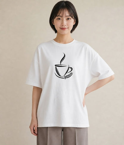 プリントTシャツ レディース コーヒー カフェ 珈琲 イラスト 北欧風 在宅 公園 白T YMAZO